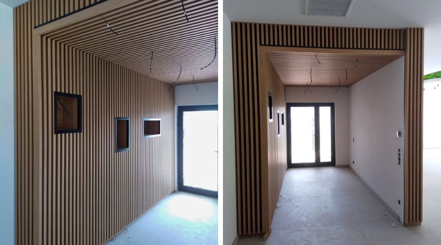 Habillage mural et plafond en bois massif
